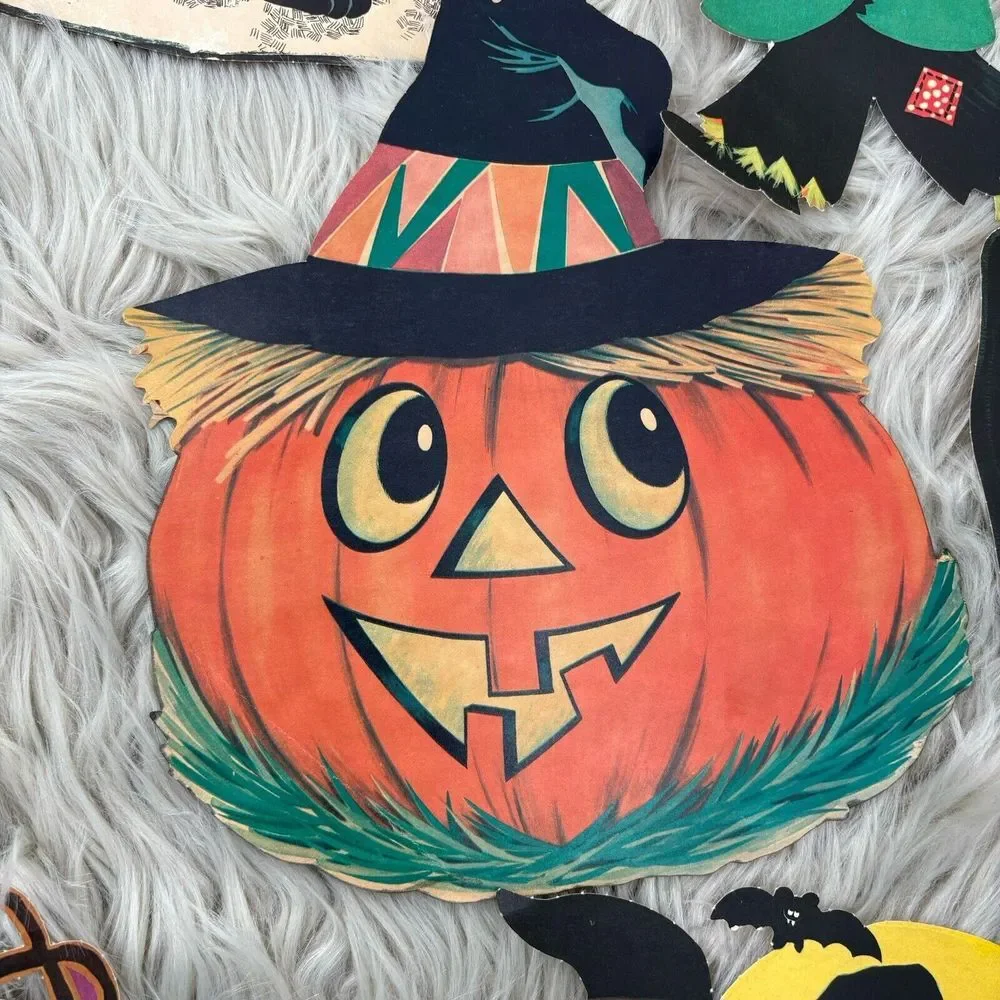 1970's AMERICAN VINTAGE HALLOWEEN‎ LITHOGRAPHED DIE-CUTS, LOT OF 7 - Picture 5 of 9